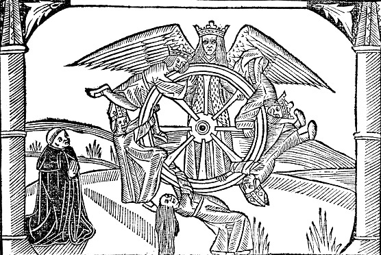 fortune wheel, woodcut