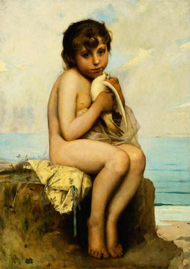 Bazile-Perrault-Nude-Child-with-Dove