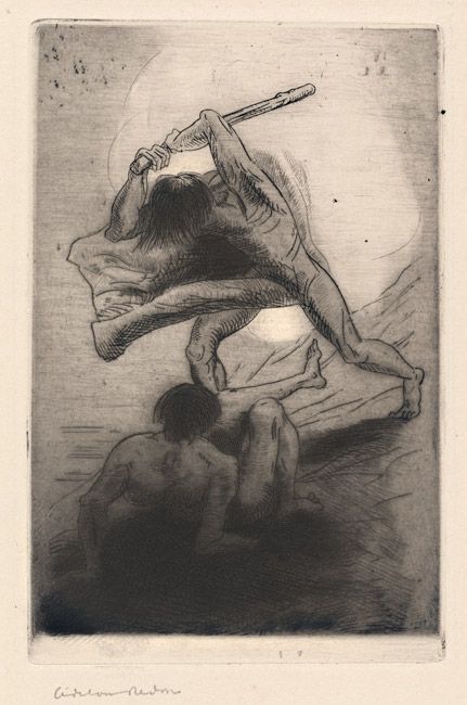 Cain and Abel 1886 Odilon Redon etching