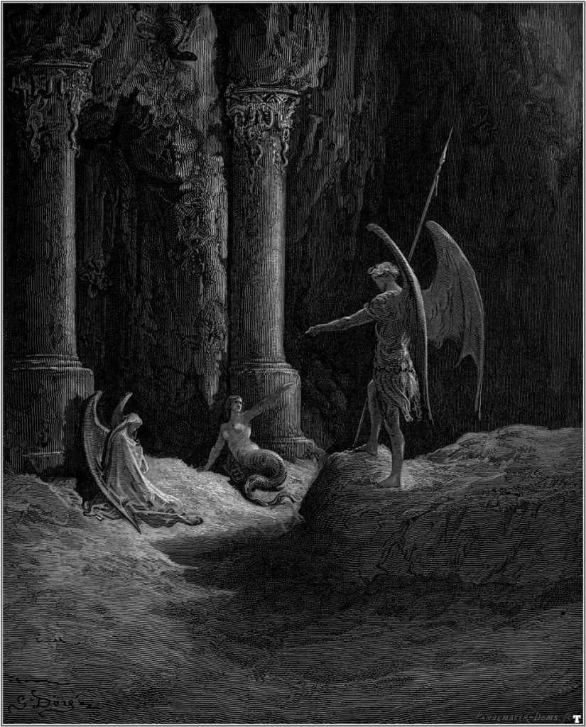 SATAN SPEAKS WITH SIN AND DEATHPARADISE LOST GUSTAVE DORE