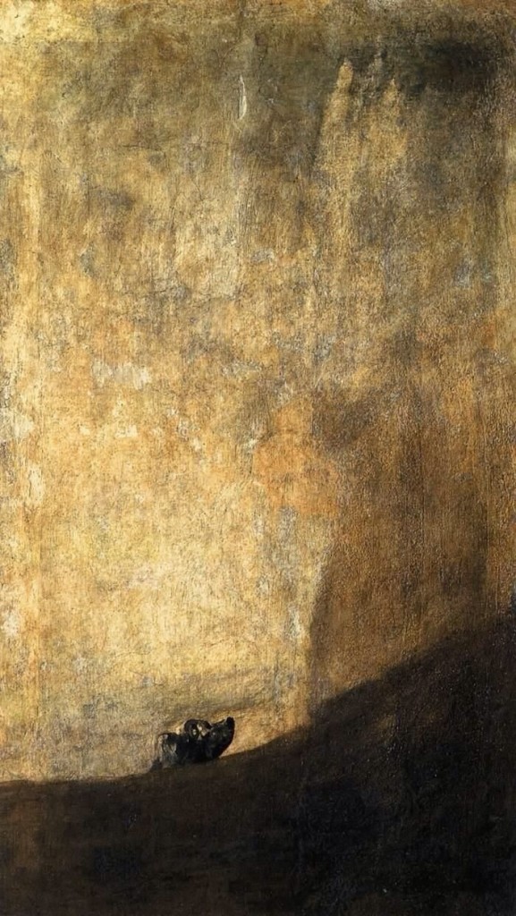 (The Dog is one of the Black Paintings Goya painted directly onto the walls of his house between 1819 and 1823)