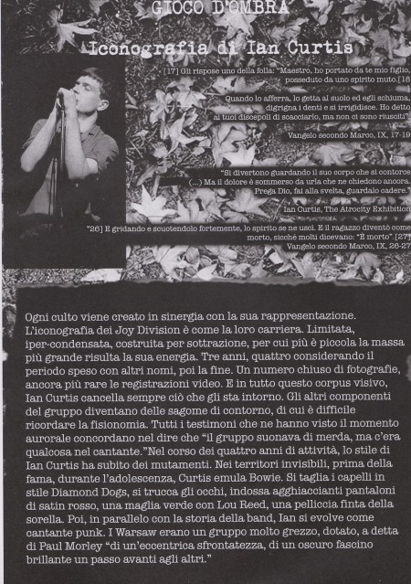 Unknown Pleasures n. zero, Ian Curtis 1, grafiche Francesca De Paolis