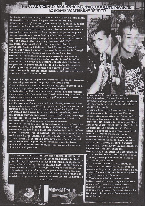 Fanzine Unknown Pleasures numero uno, Tu Quoque Punk - Pera, grafiche Valentina Mangieri, direz.artistica LST.