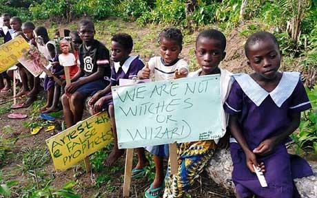 Children from Crarn accused of being witches and wizards, protesting outside the Governor's headquarters., Nigeria