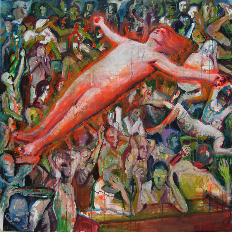 Emanuele Puzziello, Crepuscolo e Gloria, acrilico su tela, 100x100, 2011