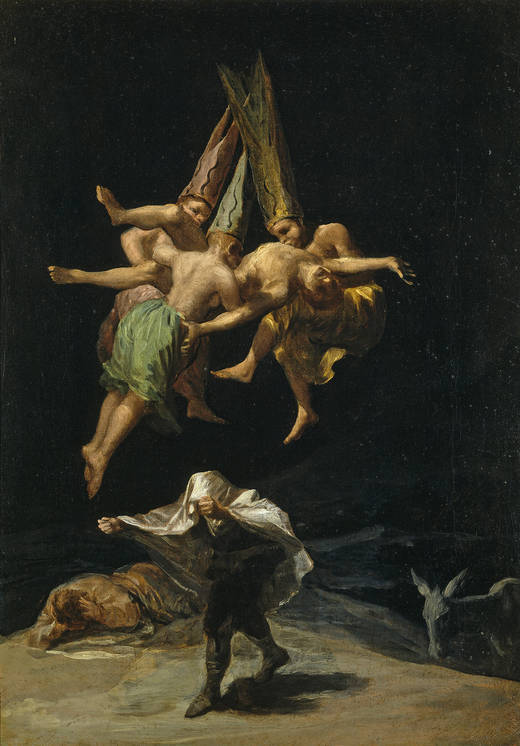 Goya, Witches' Flight, 1797-98. 43.5cm x 30.5cm, Museo del Prado, Madrid. of the set of six owned by the Duchess of Osuna.