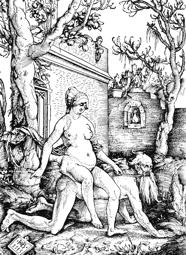 Hans Baldung, Phyllis rides Aristotle, 1513