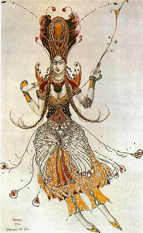 Ballet Russes. Firebird costume by Leon Bakst, 1910, Tamara Karsavina