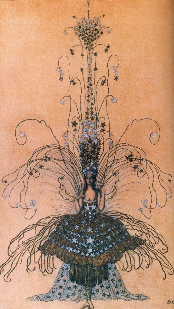 Marchesa Casati’s “Queen of the Night”-costume, sketch by Leon Bakst