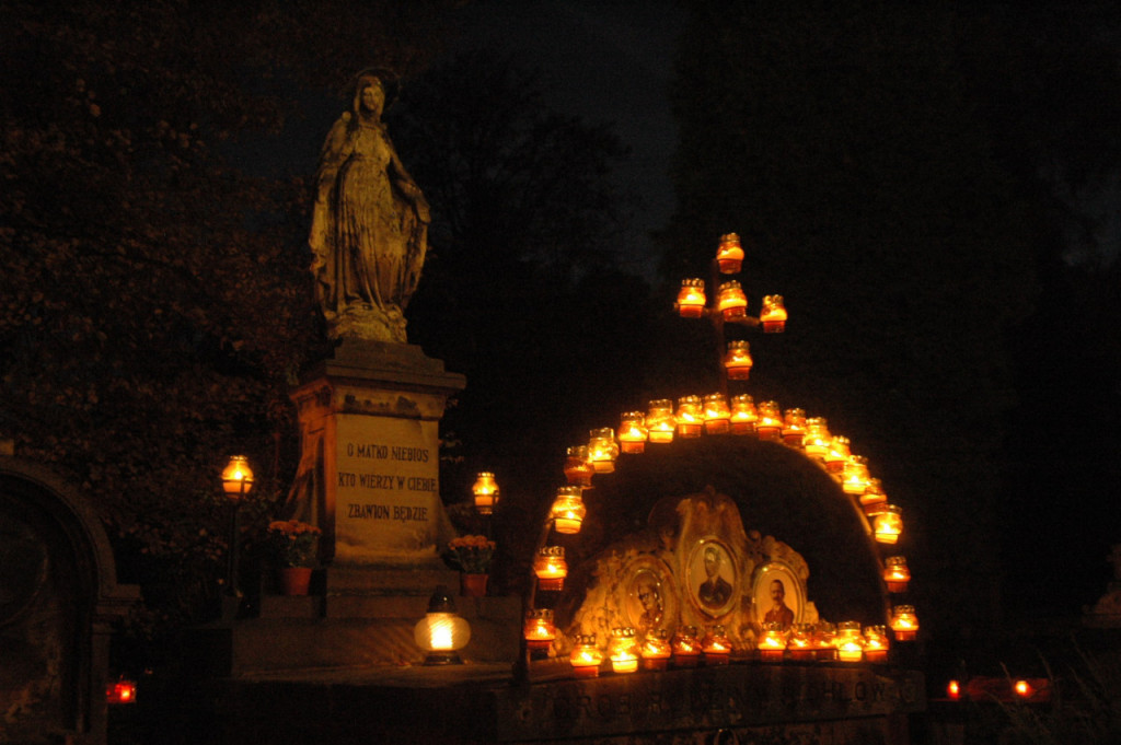 Rakowicki Cemetery in Kraków, Poland during the All Saints’ and All Souls’ days [in Polish Wszystkich Świętych and Zaduszki]. Photo taken by Ann & David