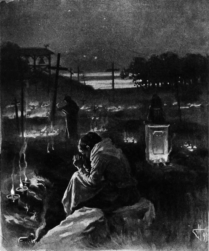 Jan Holewiński (Polish, 1871-1927), “W Zaduszny Dzień” (During the Zaduszki - All Souls Day in Poland). Copy of the painting published in “Wędrowiec” magazine, 1899