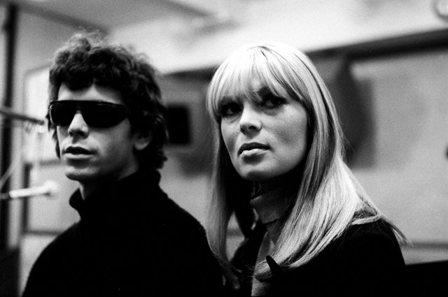 ca. 1965 --- Lou Reed and Nico in the recording studio with The Velvet Underground. --- Image by © Steve Schapiro/Corbis