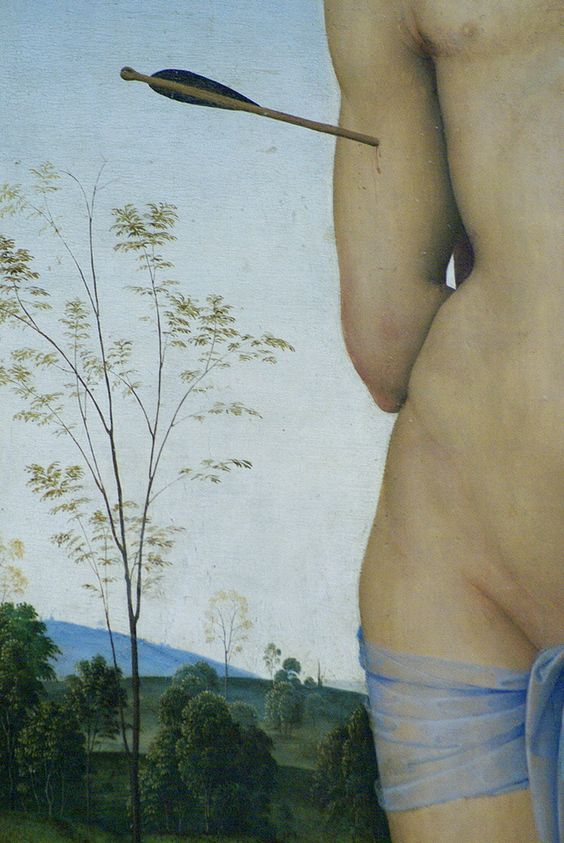 Detail. Saint Sebastian. Perugino. 1490.
