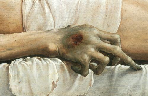 Hans Holbein the Younger - The Body of the Dead Christ in the Tomb (detail)