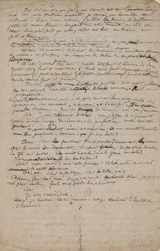 manoscritto di una stagione all'inferno, bibliothèque nationale de france