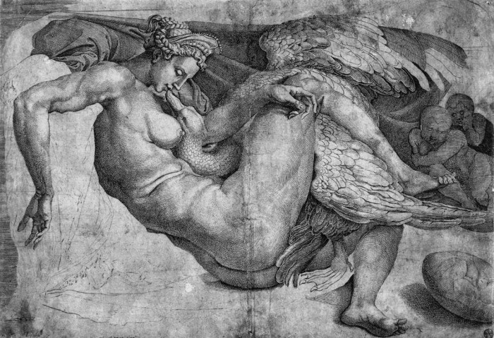 Cornelis_Bos_-_Leda_and_the_Swan_ fter michelangelo